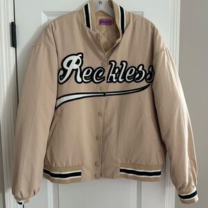 Edikted Tan Varsity Jacket - Reckless